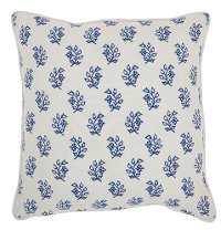RC791/BLUE-18X18 Off White and Blue Printed Branches Throw Pillow-3