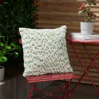 IH013/AQUA-18X18 Aqua Blue Woven Loop Outdoor Throw Pillow