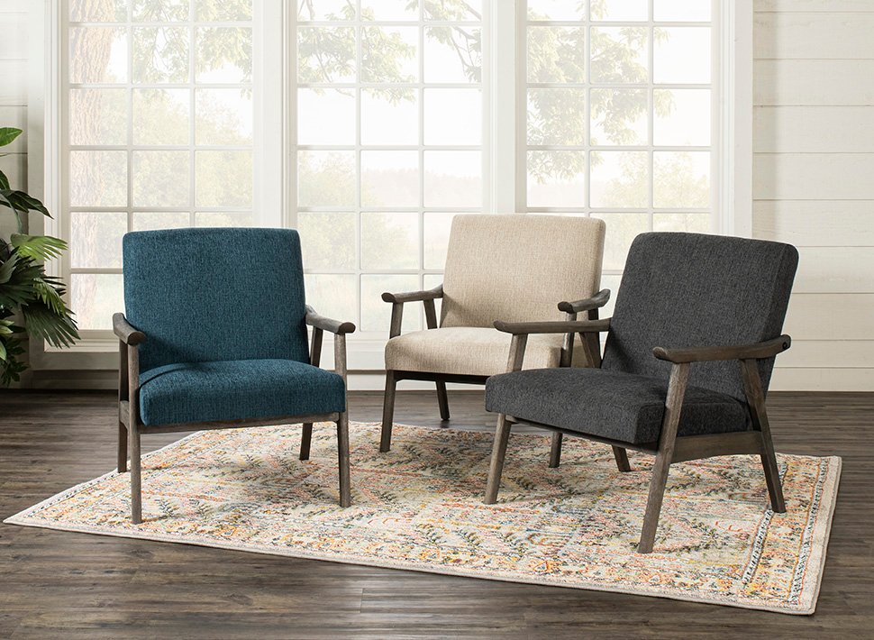 Mid Century Modern Linen Accent Chair - Oscar-2