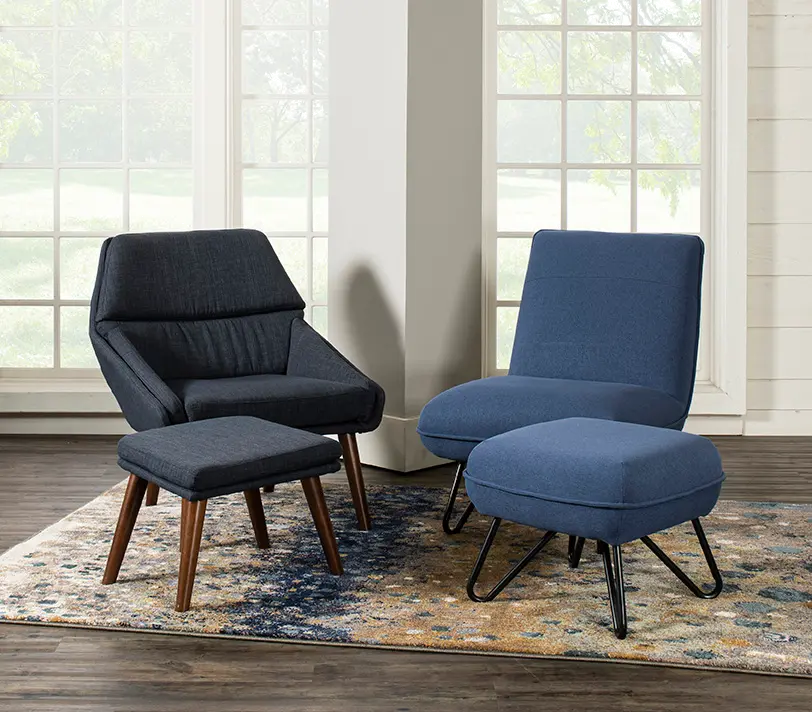 Cortina Navy Blue Chair and Ottoman-2