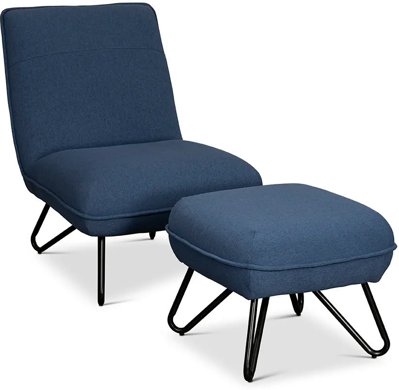 Cortina Navy Blue Chair and Ottoman-4