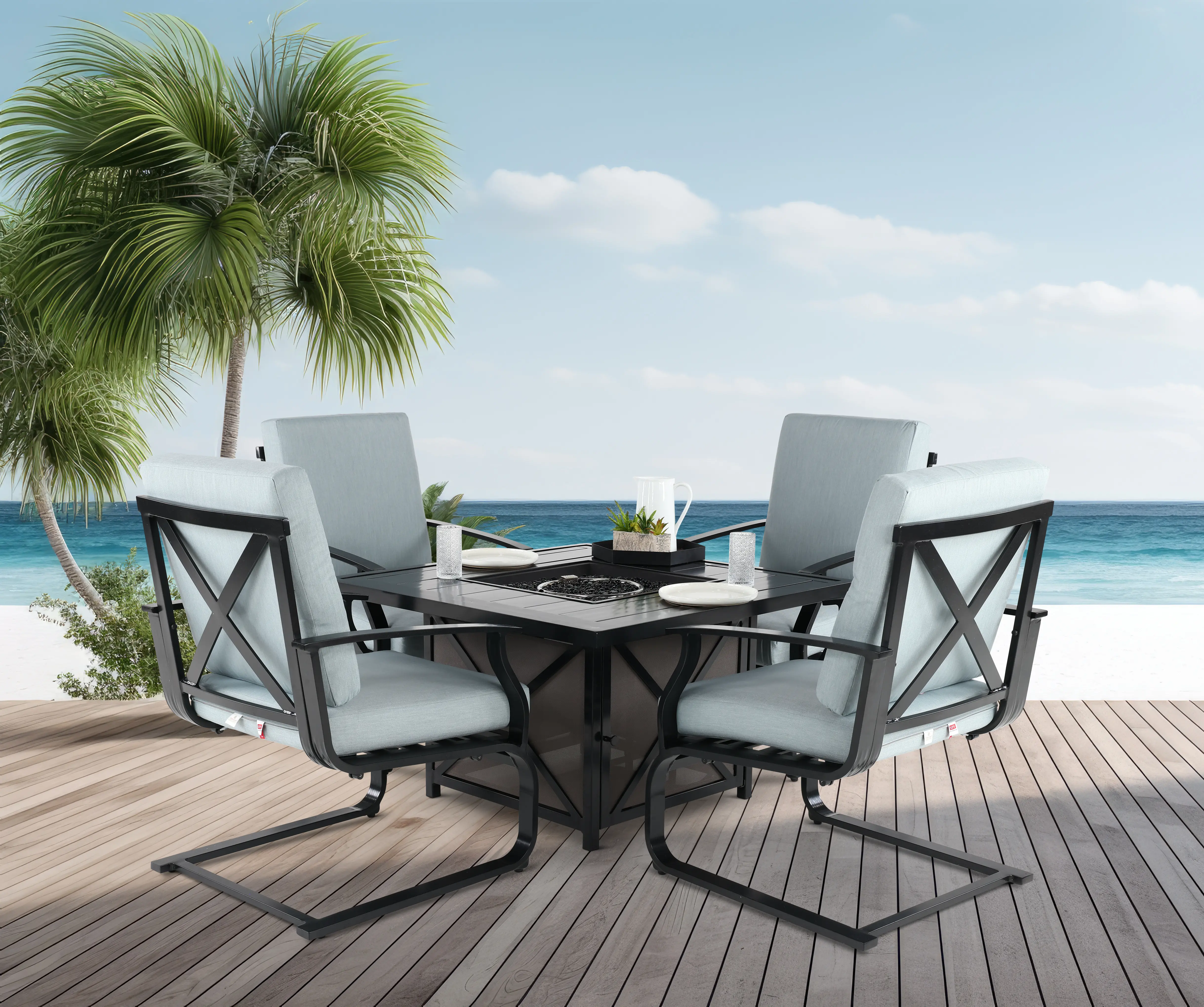Sea Breeze Casual 42 Inch Square Patio Fire Pit-2