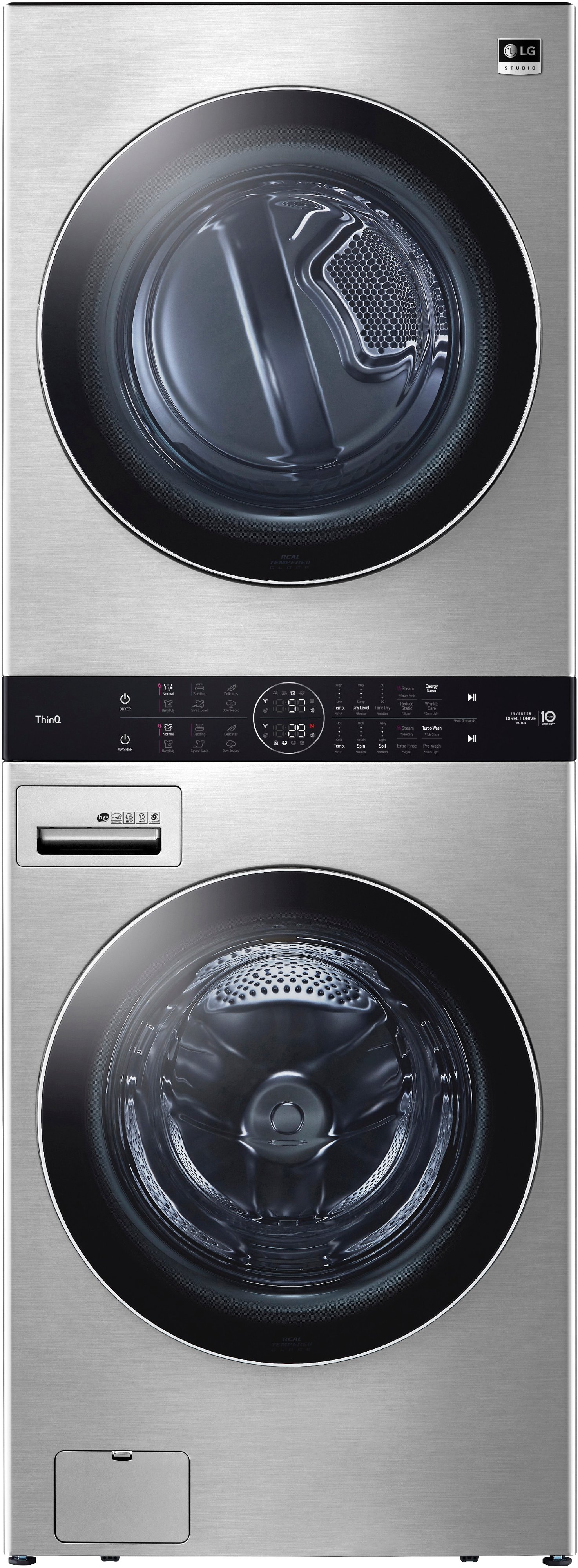 WSGX201HNA LG Studio Single Unit WashTower with Center Control 5 cu ft Washer and 7.4 cu ft Gas Dryer - Stainless Steel-1
