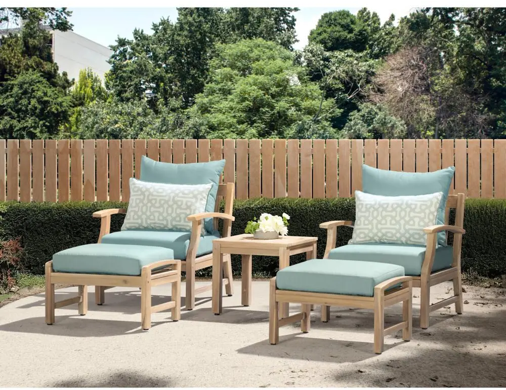 Spa Blue 5 Piece Patio Chat Set - Kooper-1