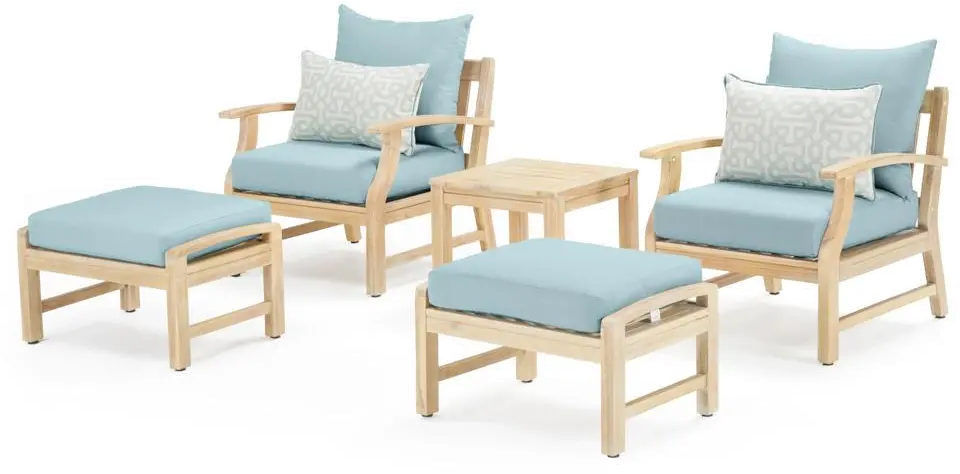 Spa Blue 5 Piece Patio Chat Set - Kooper-2