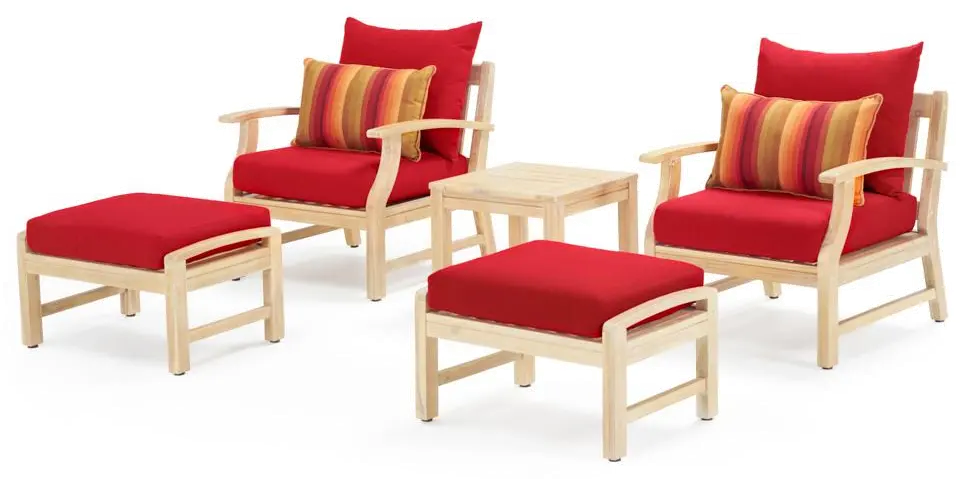 Sunset Red 5 Piece Patio Chat Set - Kooper-2
