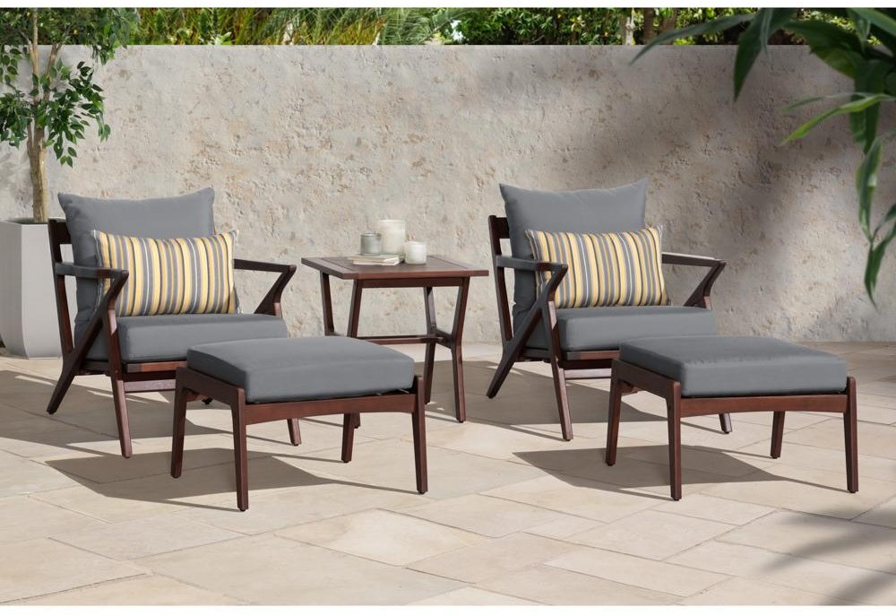 Charcoal Gray 5 Piece Club Chair & Ottoman Set - Vaughn-1