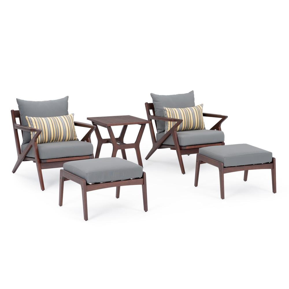 Charcoal Gray 5 Piece Club Chair & Ottoman Set - Vaughn-2