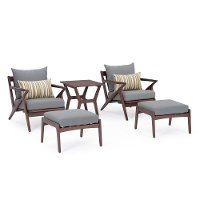Charcoal Gray 5 Piece Club Chair & Ottoman Set - Vaughn-2