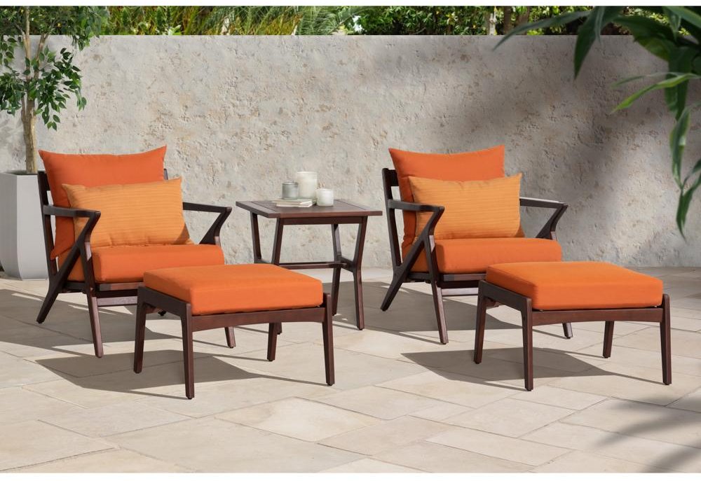 Tikka Orange 5 Piece Club Chair & Ottoman Set - Vaughn-1