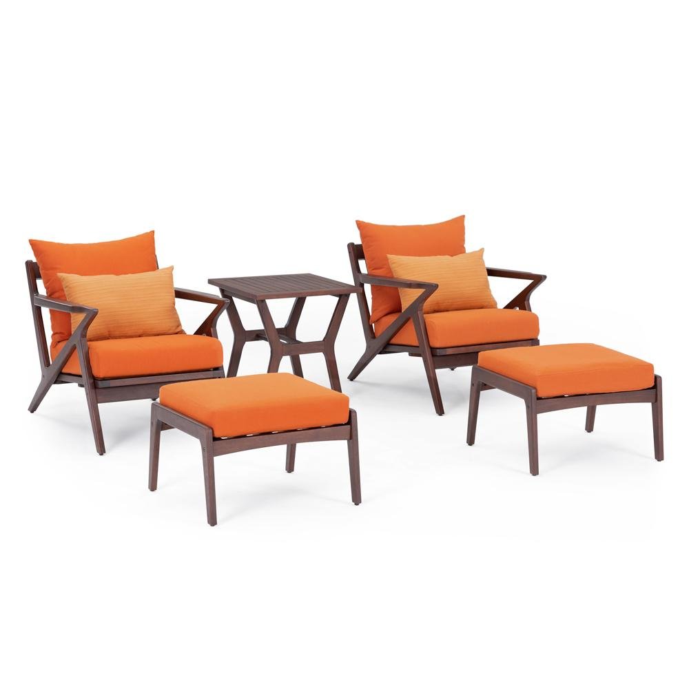 Tikka Orange 5 Piece Club Chair & Ottoman Set - Vaughn-2