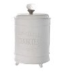 13 Inch White Ceramic Footed Cookie Jar - Circa