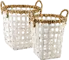 Clearance 15 Inch White Rattan Basket with Handles