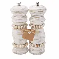 White Wash Beaded Salt and Pepper Grinder Set