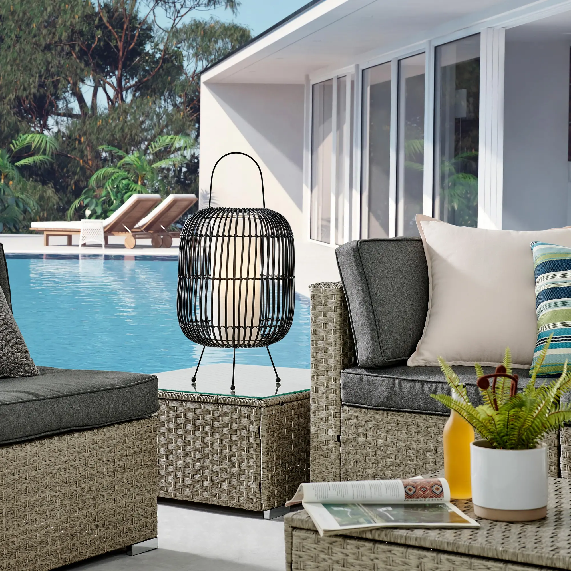 Bree Black Outdoor Cordless Table Lamp with Rechargeable Bulb-1