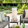 Hayes White and Wood Outdoor Cordless Table Lamp with Rechargeable Bulb
