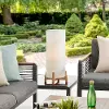 Hayes White and Wood Outdoor Cordless Table Lamp with Rechargeable Bulb