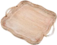 Brown Scallop Tray with Beaded Side Handles