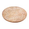 Clearance Mango Wood Lazy Susan with Carved White Wash Detailing