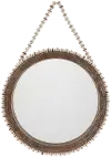 Brown and White Washed Beaded Mango Wood Wall Mirror