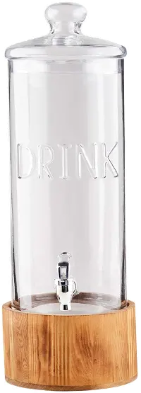 26 Inch Glass and Wood Drink Dispenser