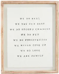 We Are Family Glass and Wood Wall Plaque