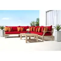 Modern 6 Piece Patio Sectional - Sunset Red