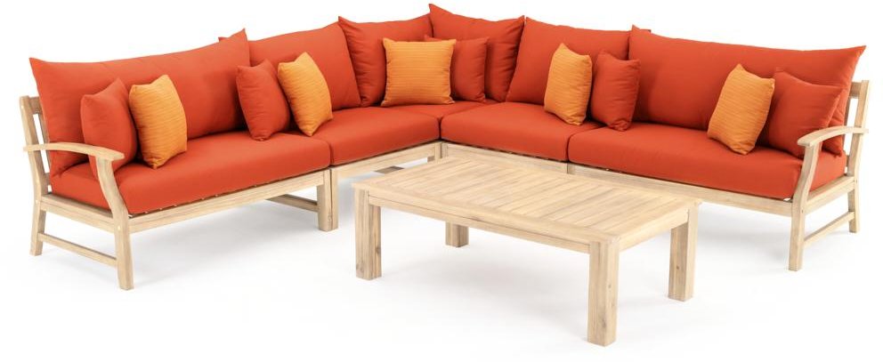 Modern 6 Piece Patio Sectional - Tikka Orange-2