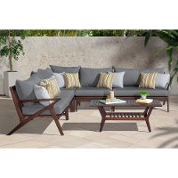 6 Piece Patio Sectional with Coffee Table - Charcoal Gray