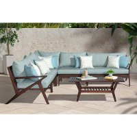 6 Piece Patio Sectional with Coffee Table - Spa Blue