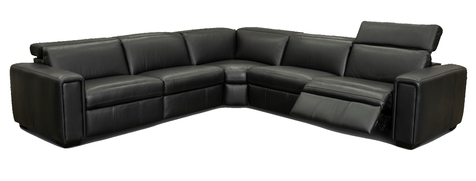 Basalt Black 5 Piece Leather Power Reclining Sectional - Titan-1
