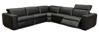 Basalt Black 5 Piece Leather Power Reclining Sectional - Titan