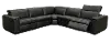 Titan Black Leather 5 Piece Power Reclining Sectional
