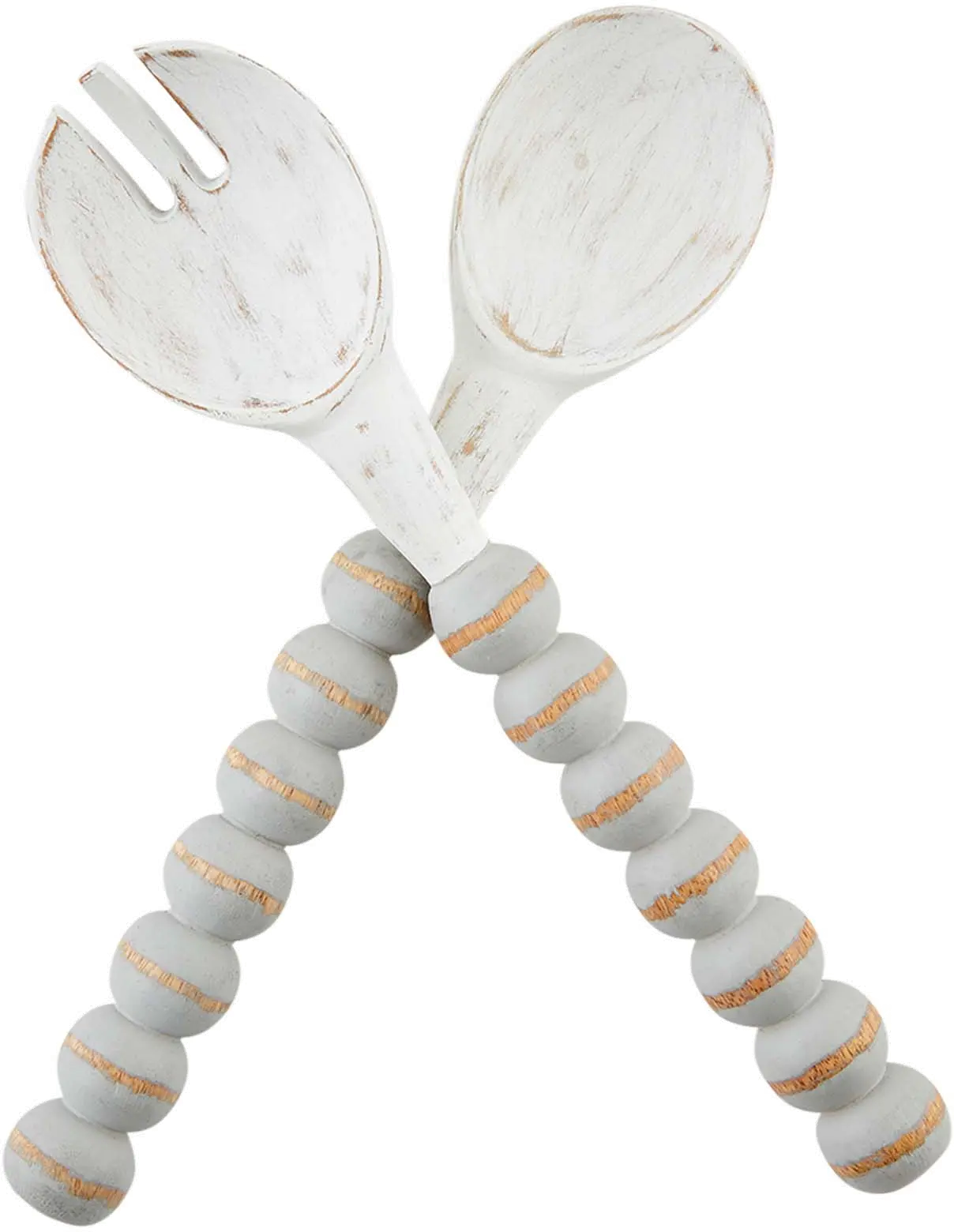 Assorted Wood Beaded Gray or Brown Serving Utensil Set-3