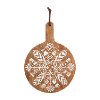 Clearance Carved Mango Wood and White Round Paddle Cutting Board