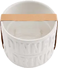 White Dinner and Drinks Ceramic Pet Bowls (Set of 2)
