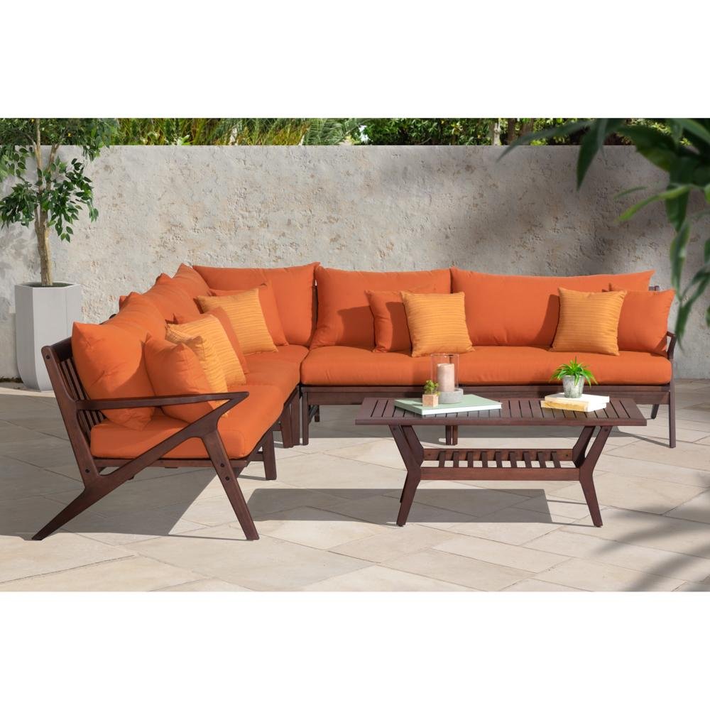 6 Piece Patio Sectional with Coffee Table - Tikka Orange-1