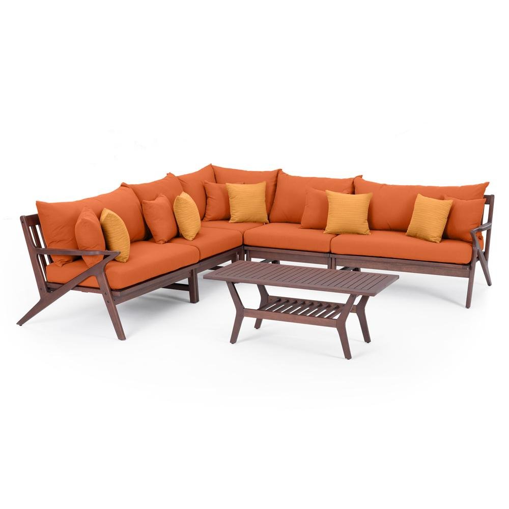 6 Piece Patio Sectional with Coffee Table - Tikka Orange-2