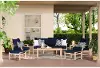 Modern 7 Piece Sofa and Club Chair Patio Set - Navy Blue