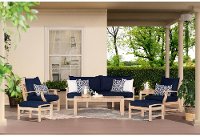 Modern 7 Piece Sofa and Club Chair Patio Set - Navy Blue