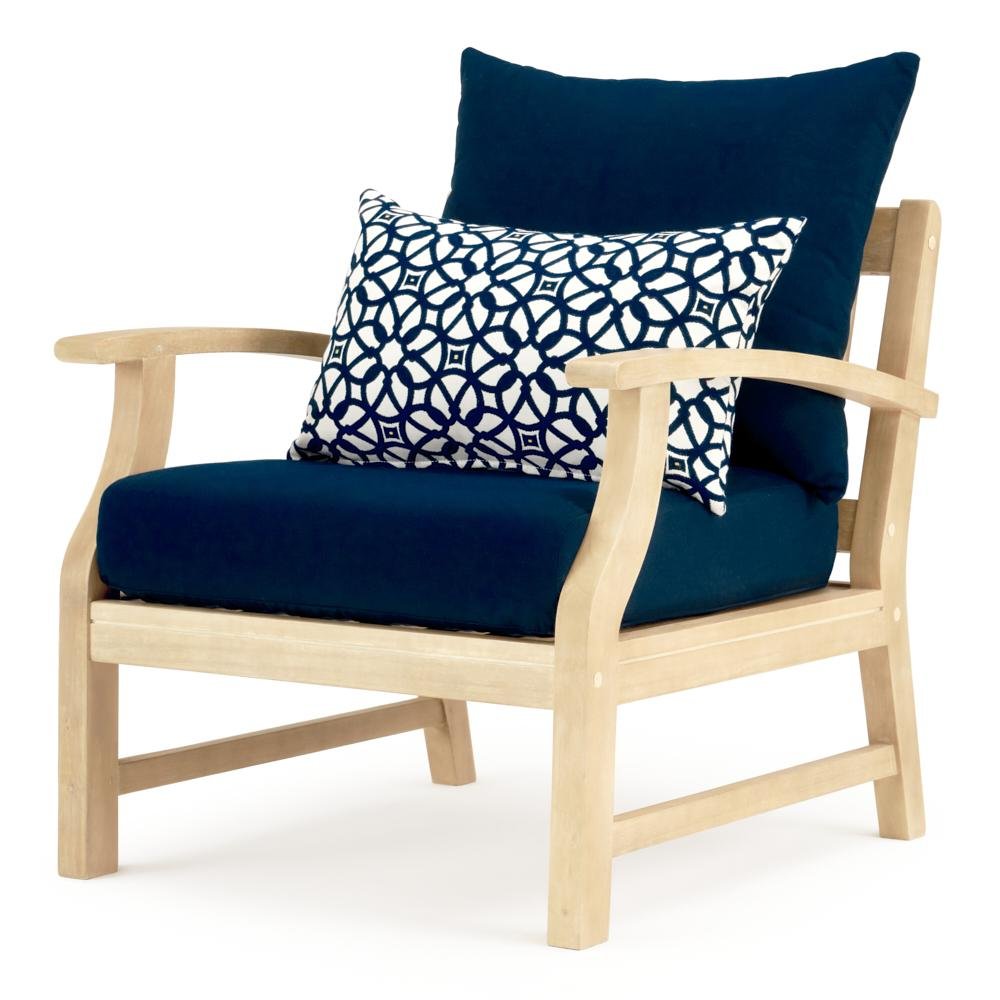 Modern 7 Piece Sofa and Club Chair Patio Set - Navy Blue-4