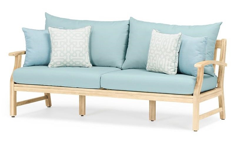 Modern 7 Piece Sofa and Club Chair Patio Set - Spa Blue-3