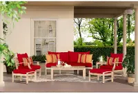Modern 7 Piece Sofa and Club Chair Patio Set - Sunset Red