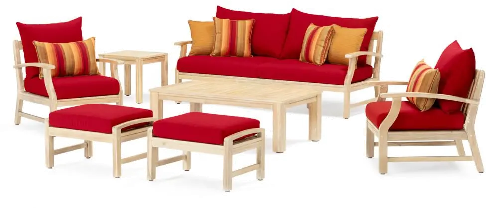 Modern 7 Piece Sofa and Club Chair Patio Set - Sunset Red-2