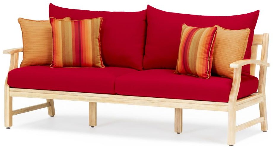 Modern 7 Piece Sofa and Club Chair Patio Set - Sunset Red-3