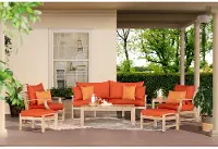 Modern 7 Piece Sofa and Club Chair Patio Set - Tikka Orange