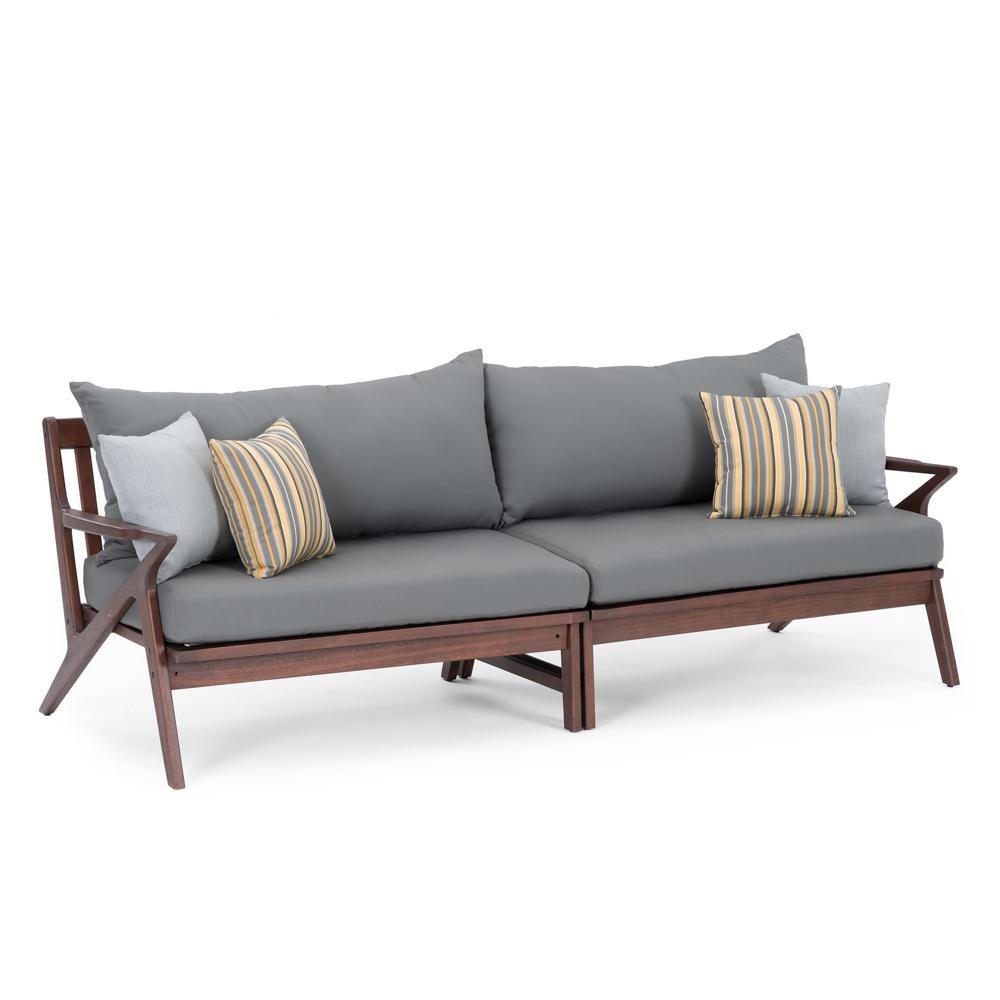 Mid-century Modern 7 Piece Sofa and Club Chair Patio Set - Charcoal Gray-3