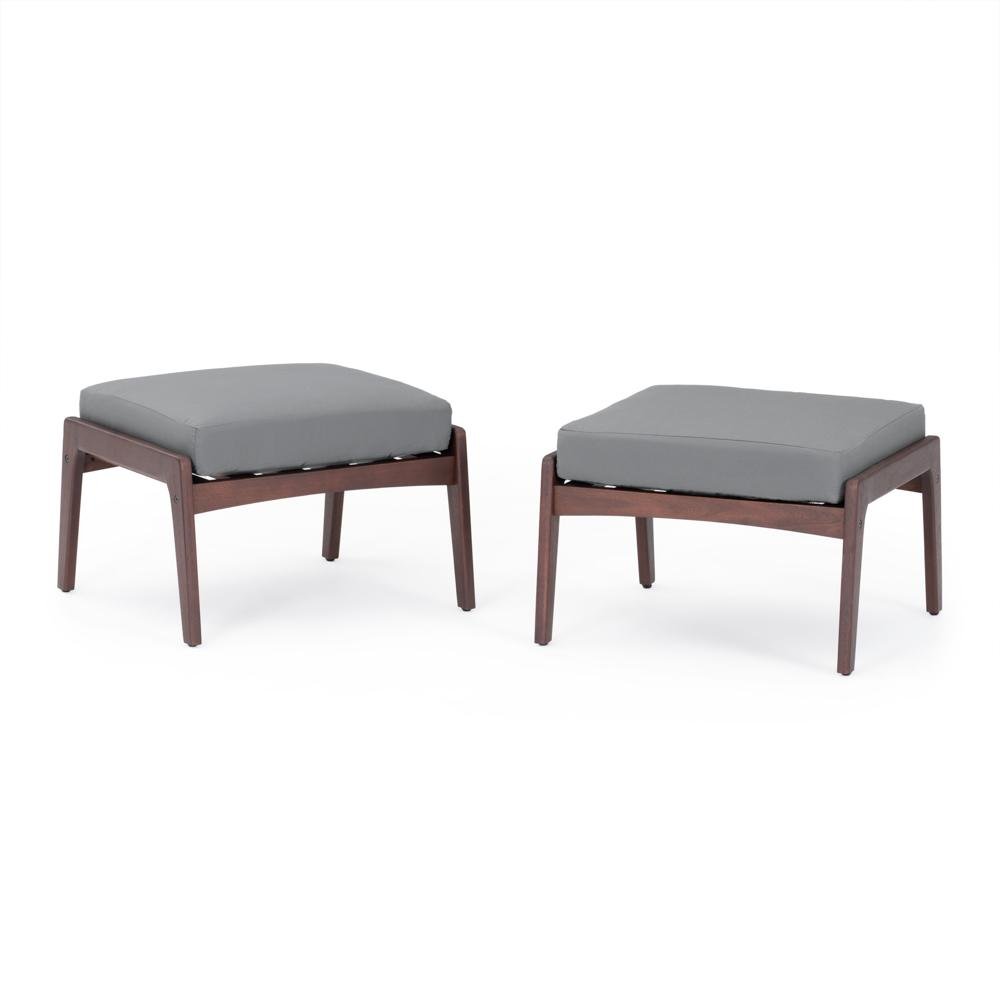 Mid-century Modern 7 Piece Sofa and Club Chair Patio Set - Charcoal Gray-4