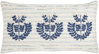 Blue and Tan French Knot Applique Rectangle Throw Pillow-1