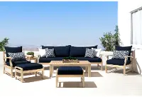 Modern 8 Piece Patio Set with Sofa - Navy Blue